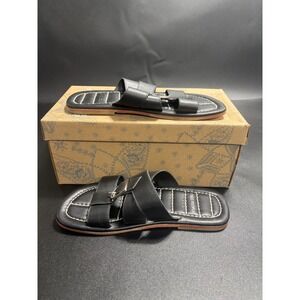 Free People‎ NEW Sloan Buckle Sandals Slides Black Leather Straps Size 8